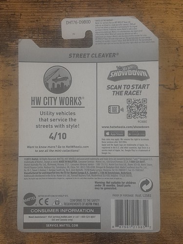 Hot Wheels STREET CLEAVER- HW City Works 4/10 - 169/250 - Picture 2 of 2