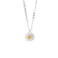 16" Sterling Silver 925 Daisy Flower Necklace Pendant Women Girl Gift Box PE1