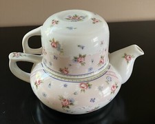 vtg porcelain stackable tea set for one Petit Rose pattern Andrea by Sadek Japan
