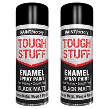2X TOUGH STUFF ENAMEL BLACK MATT SPRAY PAINT FOR WOOD METAL PLASTIC 400ML