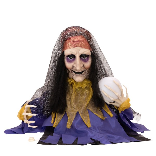 Halloween Figur Wahrsagerin, Animiert 50Cm - Bewegung, Licht, GeräUsche-image
