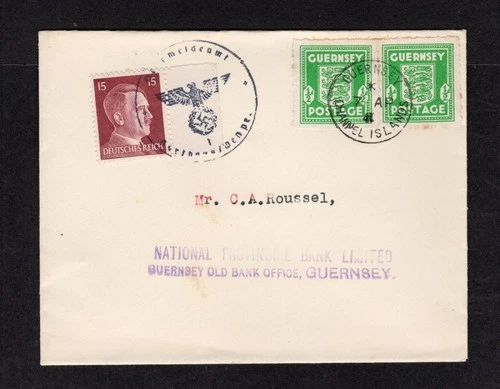 GUERNSEY WARTIME 1/2d FIRST DAY COVER (+ GERMAN STAMP)