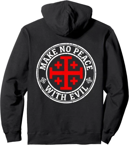 Make No Peace with Evil Knight Templar Jerusalem Cross ON BACK Hoodie video thumbnail