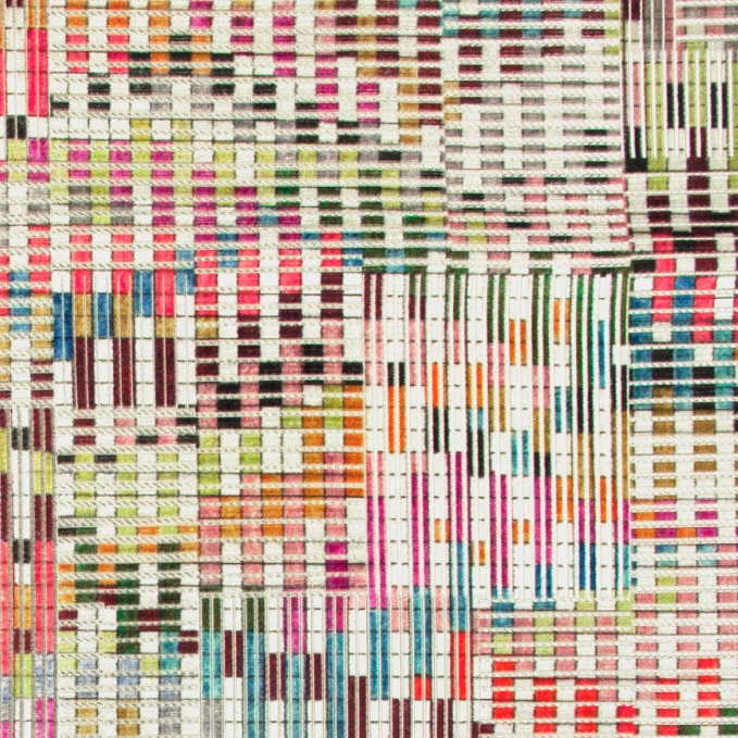 Black Edition Colorful Grid Velvet Uphol Fabric- Nyoka / Multi 3.35 yds 9098/02 - Image 2 of 2