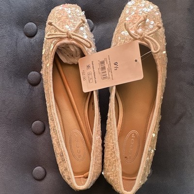Scoop Women's Multicolor Sequin Bow Ballet Flats Slip-On Square Toe US 9 1/2