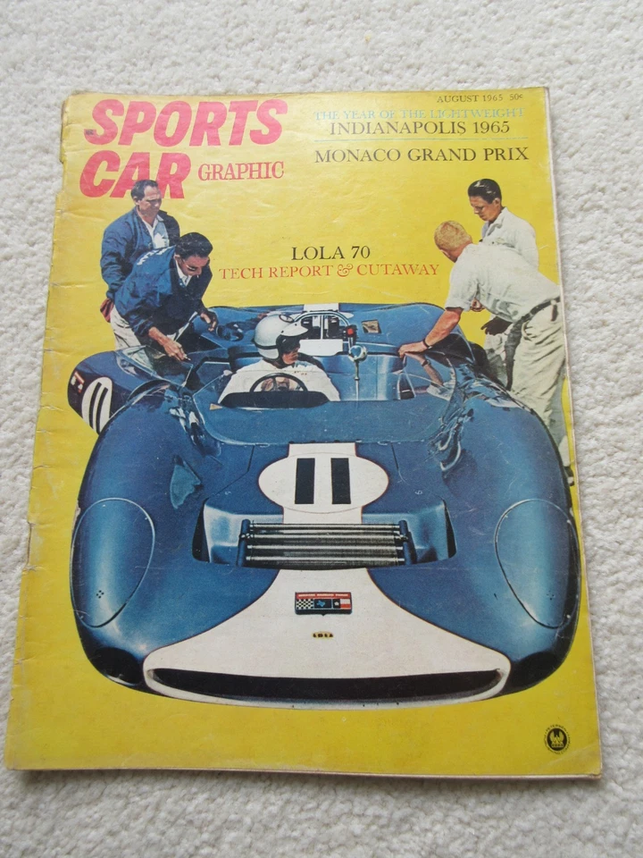 1965 SPORTS CAR GRAPHIC magazine.F1 MONACO. INDIANAPOLIS. LOLA 70.McLaren-Elva. - Image 1 of 2