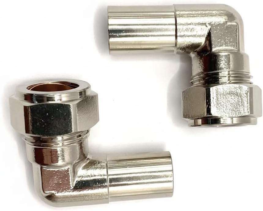 15mm to 8mm 90 Degree Elbow Radiator Valve Pipe Reducer (Pair) for Radiator & T