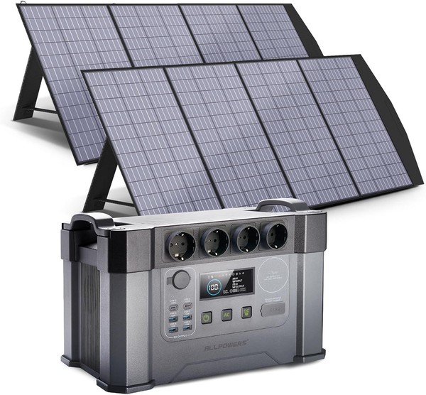 Allpowers Tragbares Powerstation 2400W Akku Mit 2X 200W Faltbares Solarpanel-image