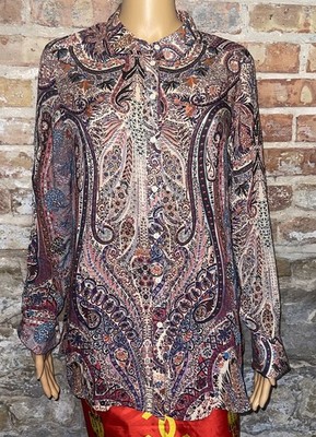 BA&SH BASH Lightweight Lady Shirt Floral Paisley L/S  Button Down Sz 1 Small