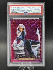 2024 Marvel Masterpieces '92 Platinum BLACK CAT #5 Pink Lasers /992 PSA 10