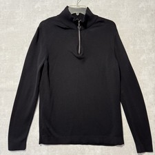 H&M Sweater Mens Medium Black Quarter Zip Mock Neck Knit Pullover Long Sleeve