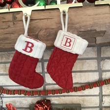 Kohls St Nicholas Square Mini Knitted Christmas Stocking Letter B 7” Stocking