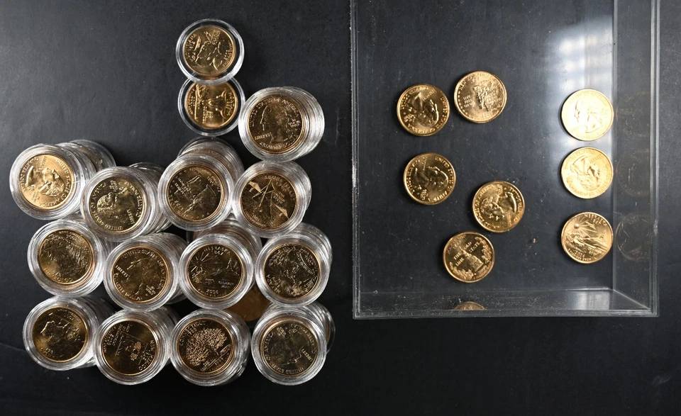 140 Gold Plated State Quarters 1999-2008 Uncirculated Coins 25c - Image 3 of 3