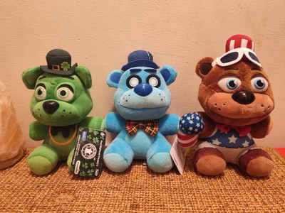 FNAF Funko 3 Plush Holiday Bundle Freddy Frost Bear Shamrock w/Tags Firework