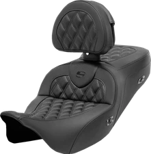 Saddlemen Roadsofa Carbon Lattice Heated Seat w/ Backrest 2008-24 Harley Touring