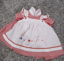 Vintage Newborn Baby Dress 3 Little Kittens Embroidered Gingham