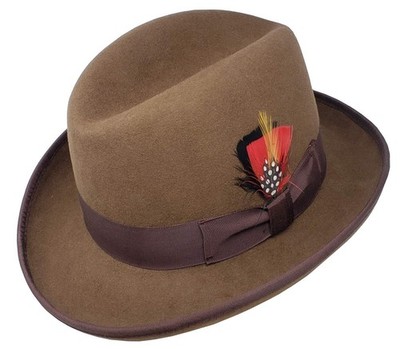 Men's 100% Wool Felt Homburg Style Godfather Hats (as1, Alpha, x_l, Brown)