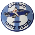 Vintage Chevrolet Sign - Porcelain Camaro 69 SS Gas Pump Auto Pinup Girl Sign