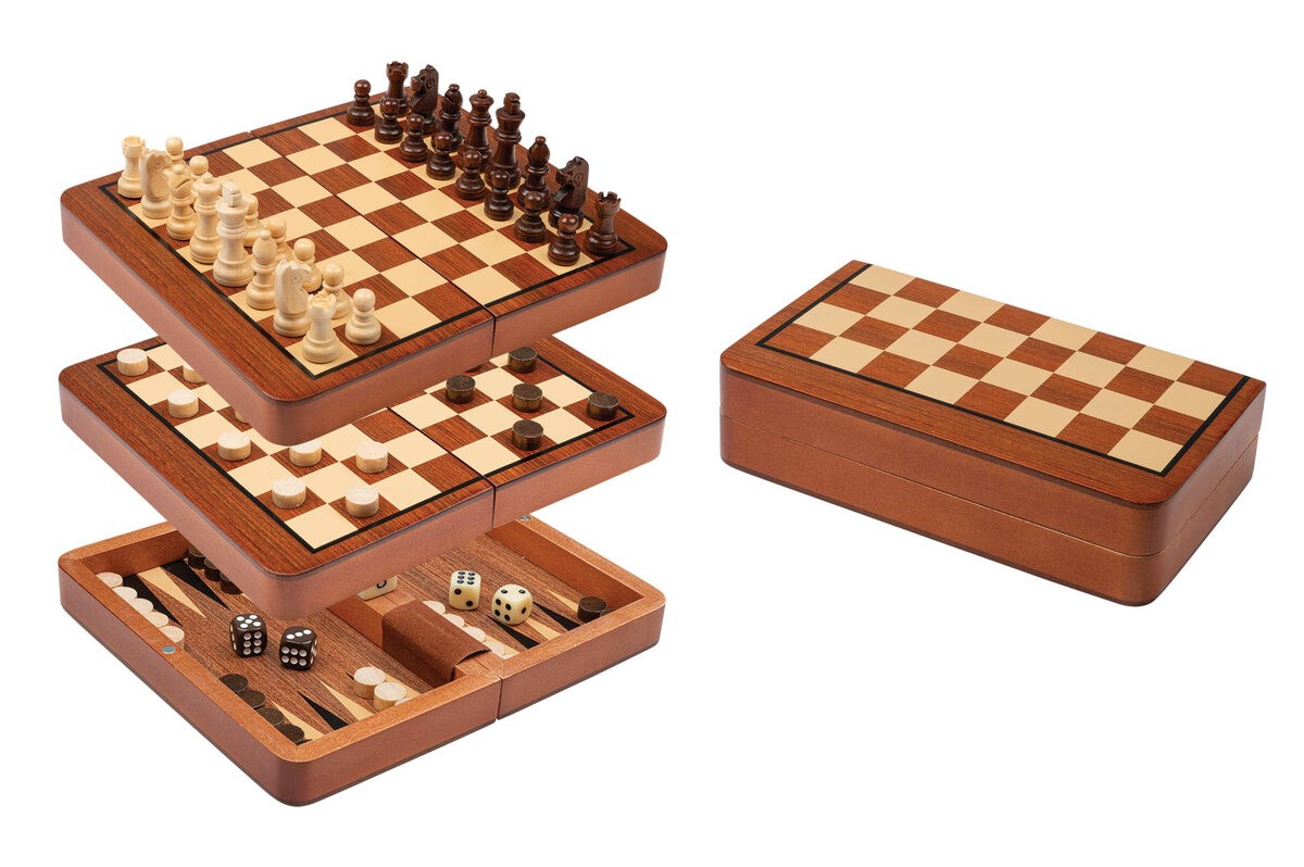 Philos Chess, Backgammon and Draughts Travel Set (16cm) (UK)