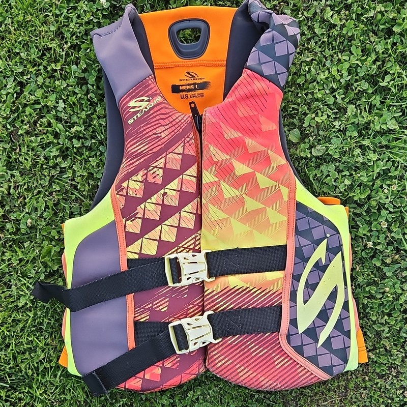 Stearns S Series Men's Adult Size L USCG Approved Life Jacket Vest Orange/Gray