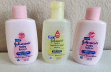 Lot of 3 Johnson's baby travel sized: 2 baby lotion 1 head to toe wash 1oz each