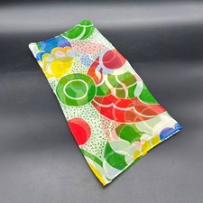 Vintage Sheer Scarf Mid Century Vibrant Green Red Yellow Blue Abstract Retro
