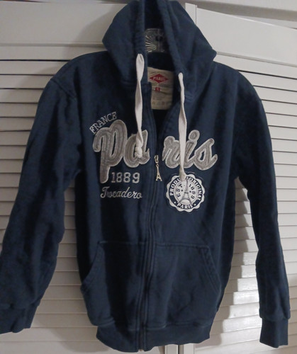 France Authentic Paris Heavy Hoodie Ladies Size Small Blue