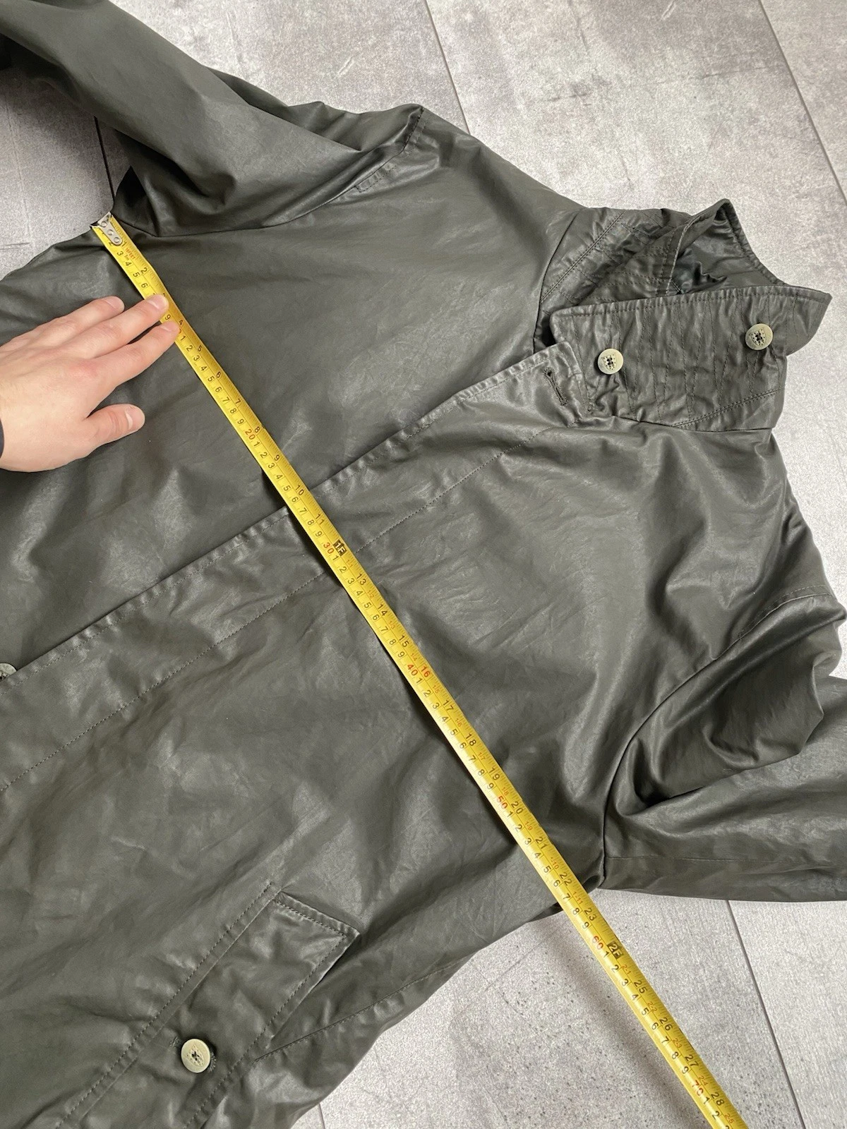 Camplin Yarmony Waxed Peacoat Mens EU 54/XL Olive Green Cotton Blend Padded Coat image 19