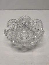 American Brilliant Bowl Cut Lead Crystal Sawtooth Edge 8.5" EUC Thick Heavy 