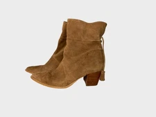 Sole Society Suede Ankle Booties With Ties Size 7 Brown Block Heel Dressy Preppy