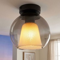 Deckenleuchte Deckenlampe Wohnzimmerleuchte Rauchglas E27 Biglight