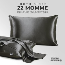 100 Pure Mulberry Silk 22 Momme Pillowcase Pillow Cover Charcoal Grey Queen