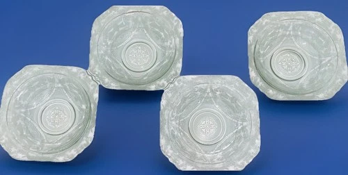 Vintage Set/6 Federal Depression Glass Clear Madrid Pattern 7/8" Rim Soup Bowls