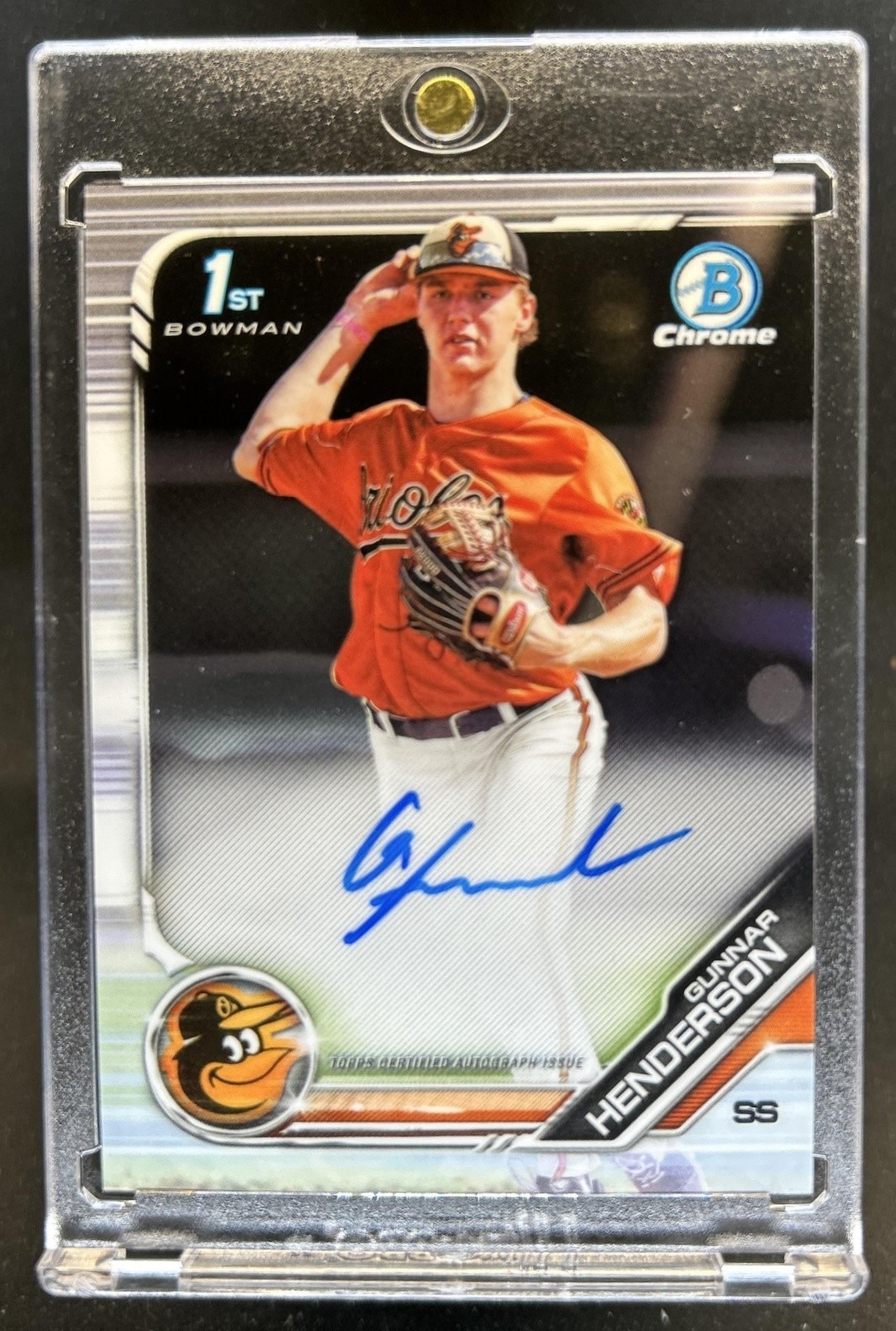 2019 Bowman Draft Gunnar Henderson Chrome Auto 1st Prospect #CDA-GH Orioles