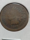 1870 Bold "N" Semi-Key Date Indian Head Cent Penny coin In picture