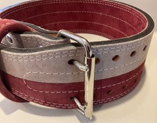 Leather Weight Lifting Belt Prong Two-Tone Back Support Size S