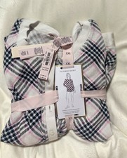 Victoria's Secret Thermal Short Pajama Set white, pink, and black plaid pattern
