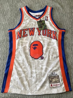 Bape Mitchell & Ness New York Knicks Jersey Small Worn Once W Stain See Pics!