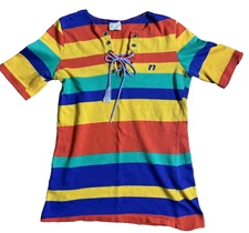 Vtg 70s Hang Ten Striped Shirt Mod Hippy Surf Skateboard California USA Retro