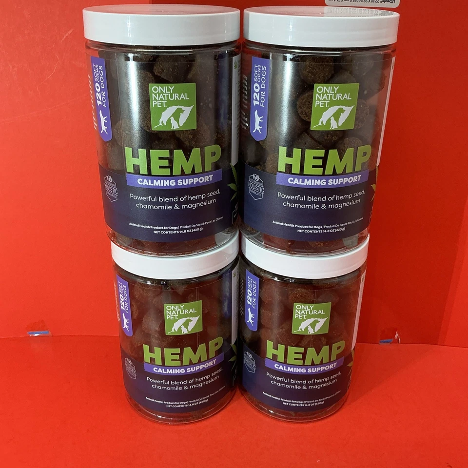 Paquete de 4 masticables suaves con soporte calmante de cáñamo natural para mascotas - 120 unidades - 26/04 Foto 2 de 4