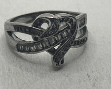 Vintage CZ Heart Ring Sterling Silver Cluster size 7.75, 925