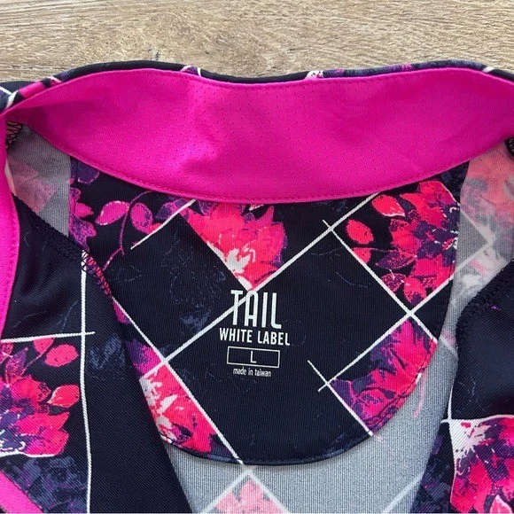 Top de tenis de golf Tail White Label sin mangas 1/4 cremallera para mujer grande negro rosa Foto 4 de 4