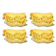 4Pcs Belly Dance Hip Scarf 55  x 9  , Women's Belly Dance Skirt, Yellow