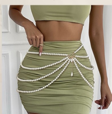 Pearl Waist Chain Gold Layered Belly Chains Pearl Body Chains Beach Bikini Beach Body Chain For Women CanB Pearl Waist Chain - Layered  main image 3