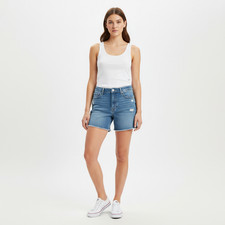 Levi Strauss VTG Original Denim Shorts Womens Size 14 Light Blue Distressed Hem