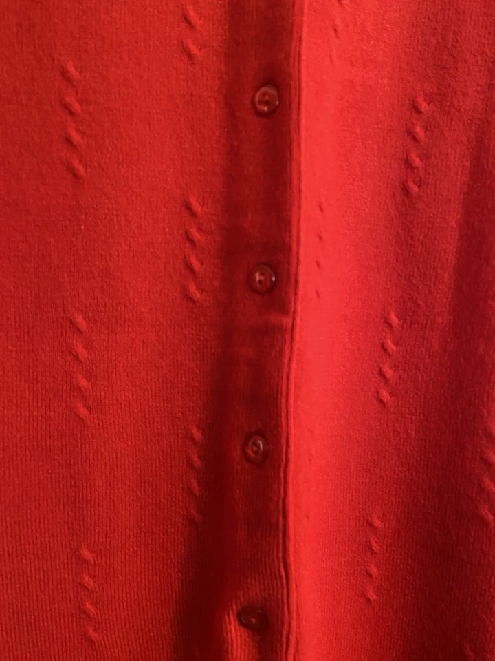 Suéter Cárdigan Rojo Festivo Laura Scott XL, Botón Frontal Oficina Vacaciones Top C8 Foto 3 de 4
