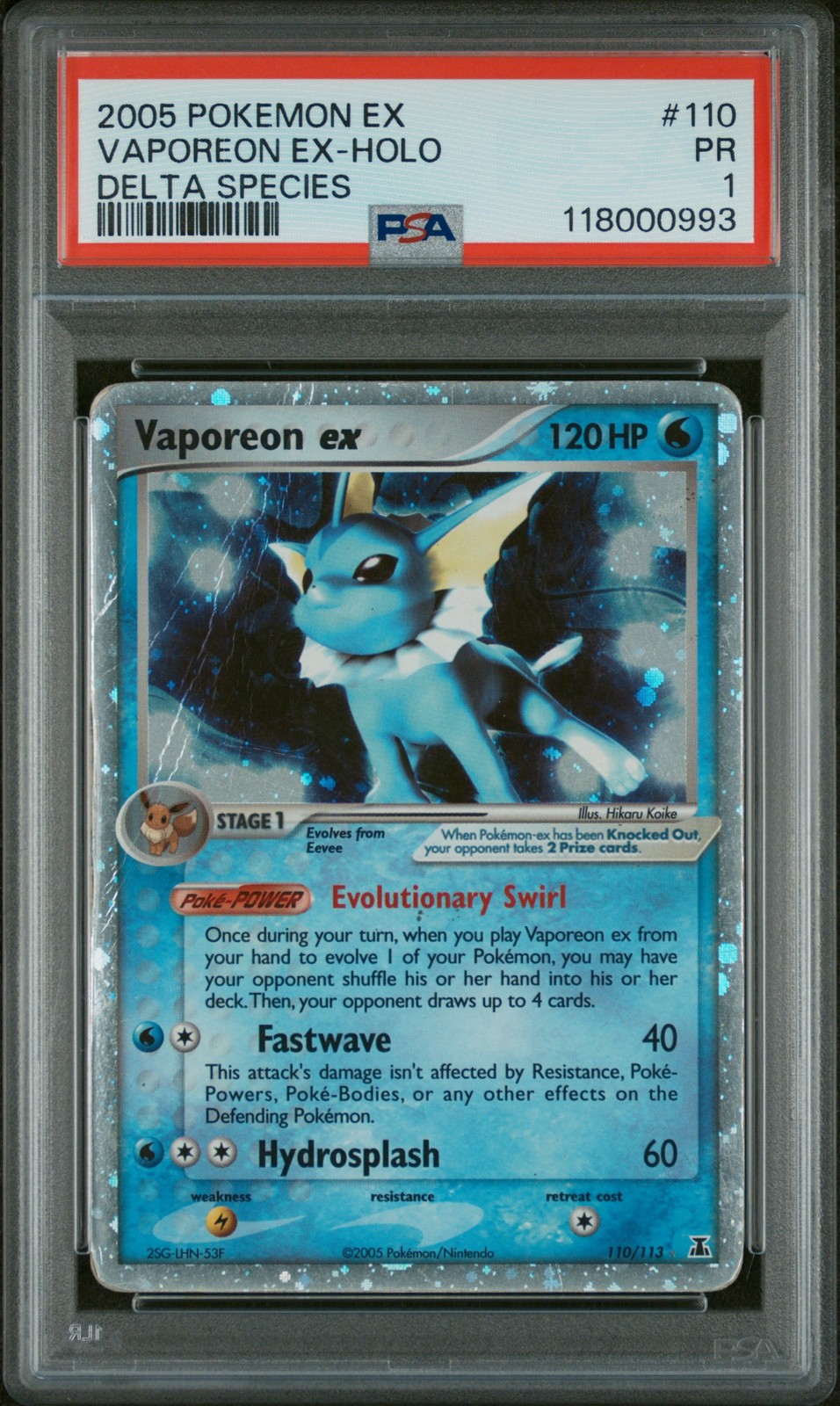 PSA 1 Vaporeon Ex Holo #110 2005 Pokemon Ex Delta Species 118000993