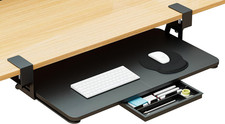 Large Under Desk Keyboard Tray with C-Clip Mount for Easy Installation