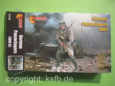 1:72 Mars Figuren #72128 WKII Deutsche Panzer Jäger Soldaten Fliegerfaust Mine
