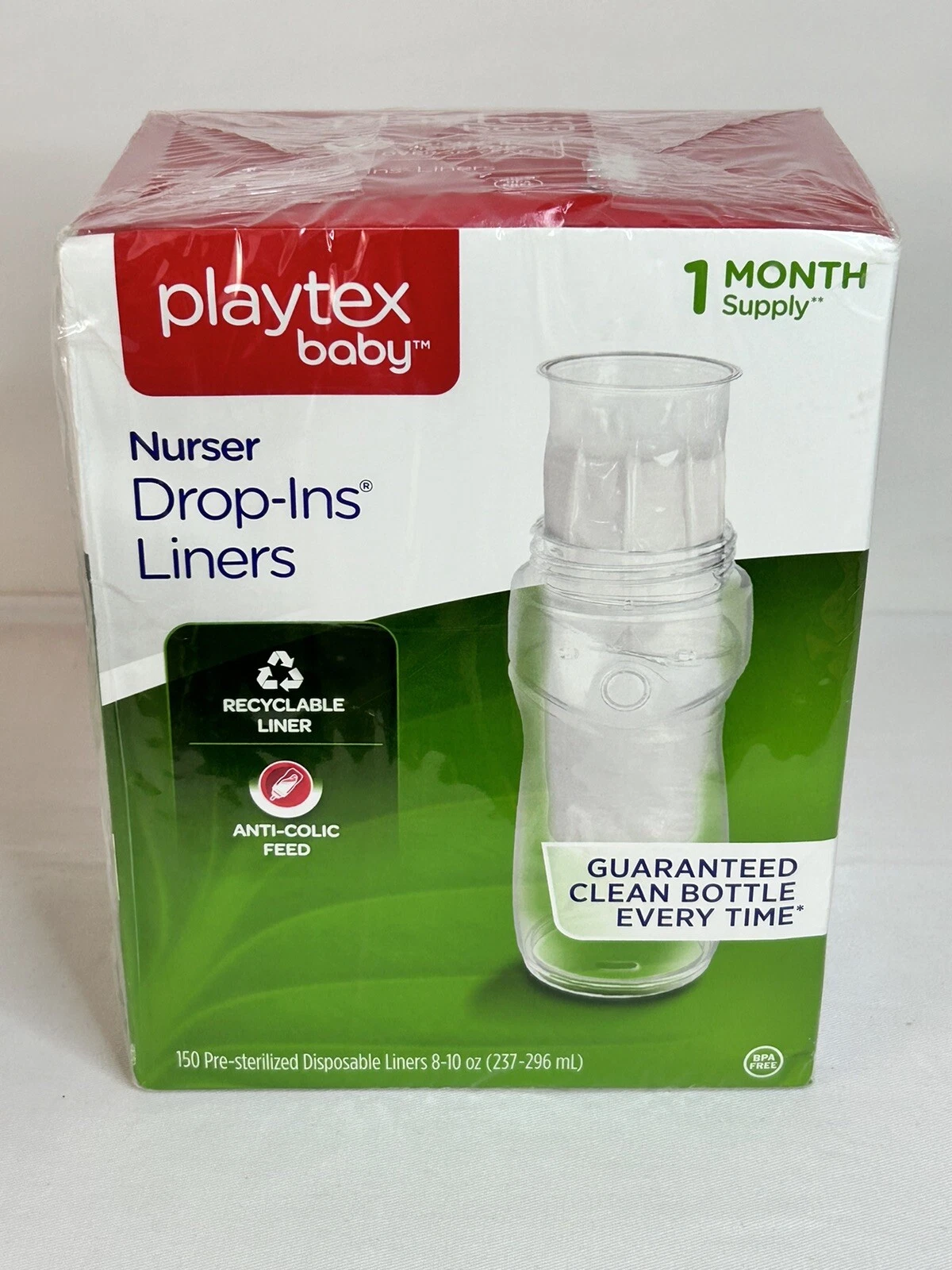 2 BOXES Playtex Baby Nurser Drop-Ins Baby Bottle Liners 8-10fl. oz. (300 Liners)